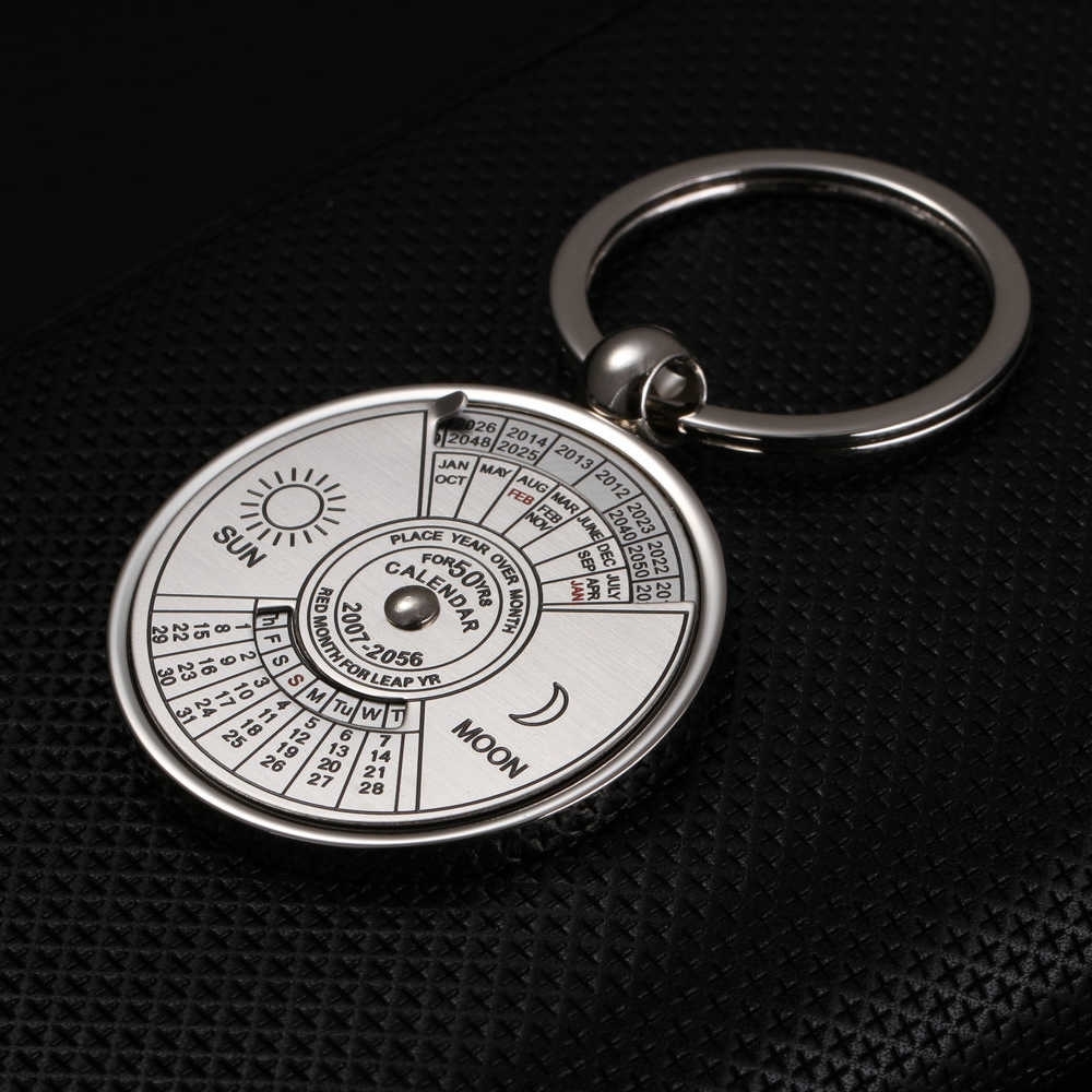 1 Pc Creative Gift Metal 50 Years Rotatable Perpetual Calendar Car Keychain  Key Chain Key Ring 5127