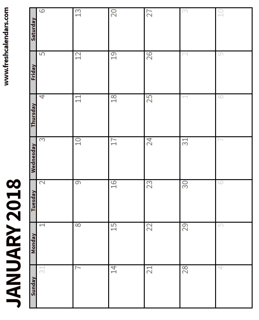 15+ Best January 2018 Calendar Printable Templates