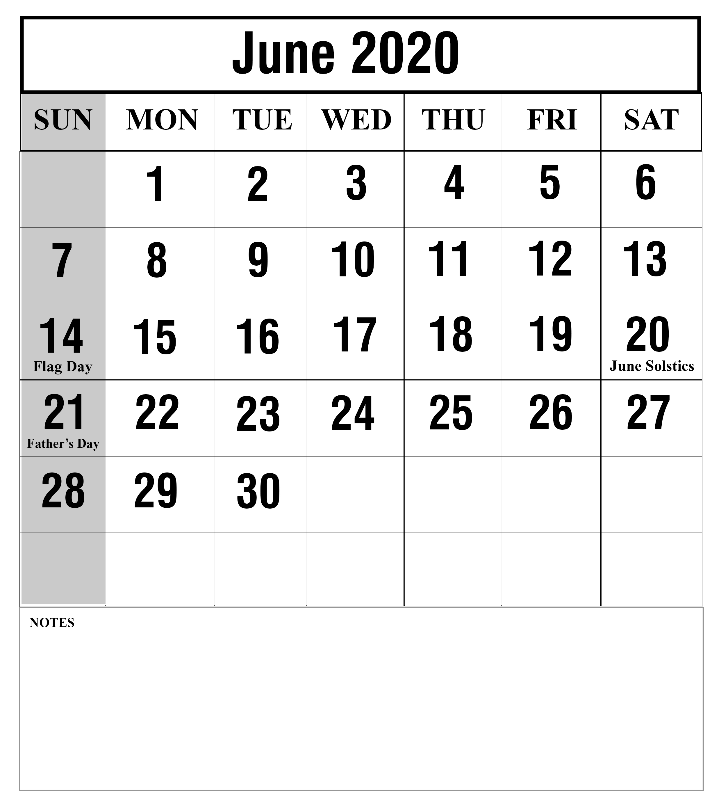 15+ June 2020 Printable Calendar Free To Customize