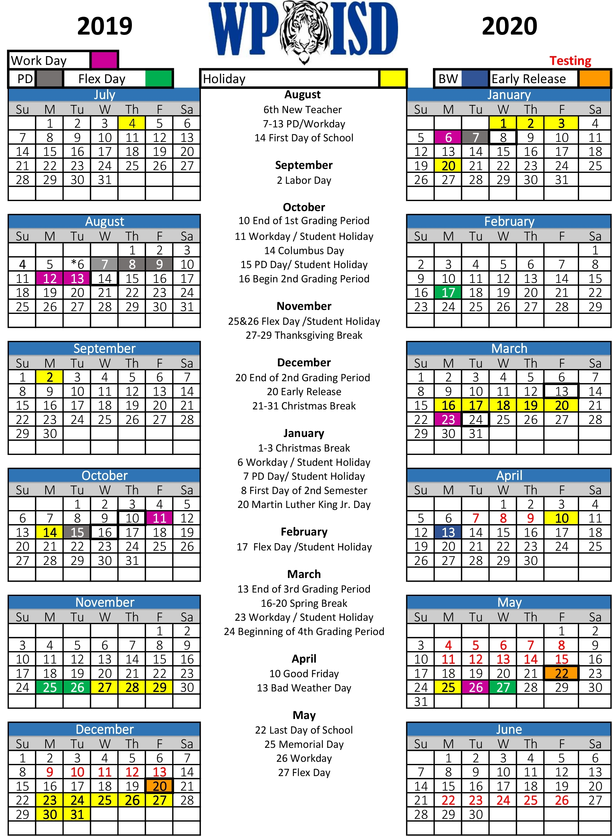 19-20 District Calendar