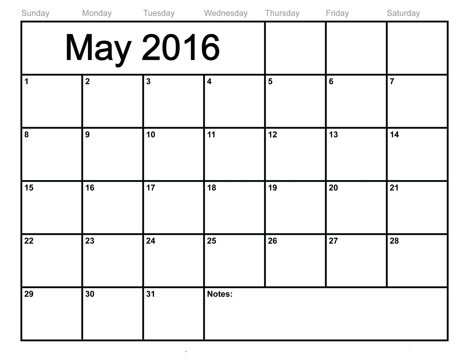 2016 Blank Calendars To Print | Activity Shelter