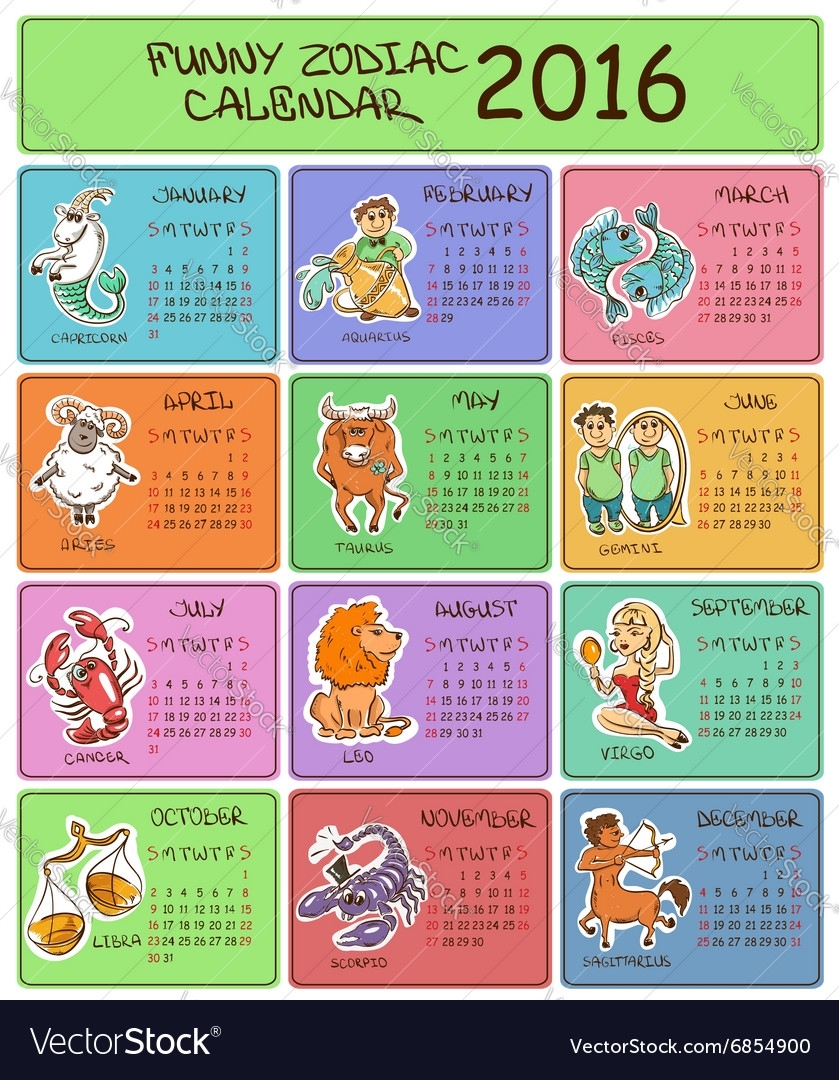 Calendar Of The Zodiac Signs | Month Calendar Printable