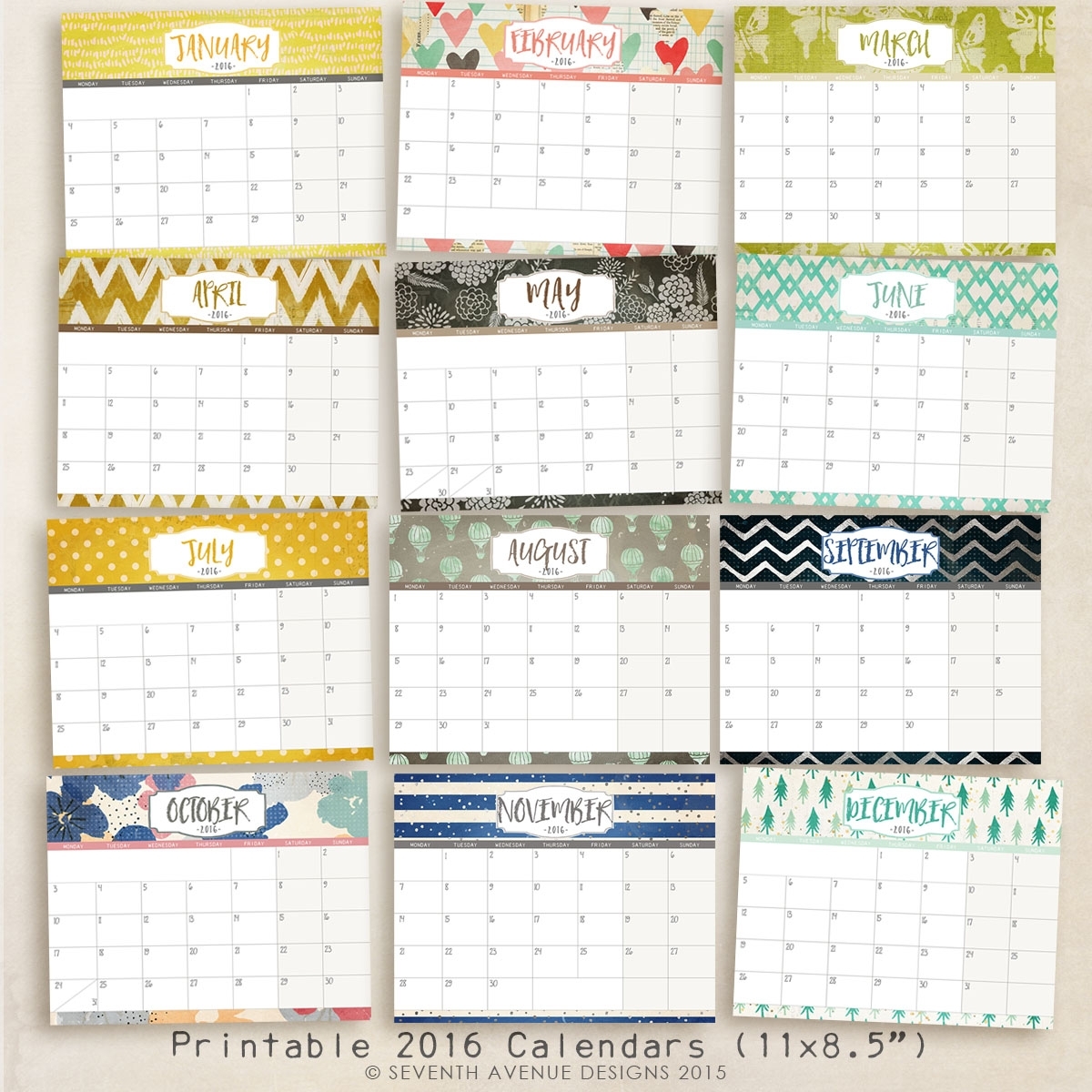2016 Free Printable Calendars - Lolly Jane