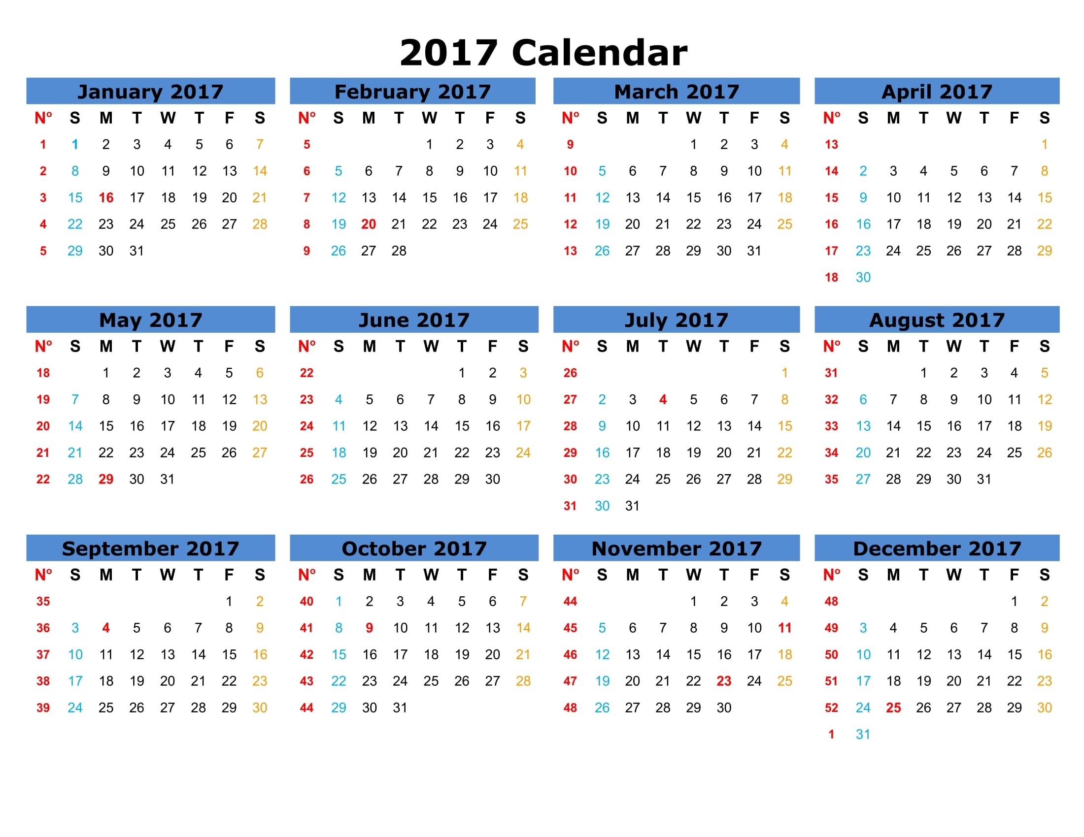 2017 Calendar Printable Templates - Calendar Office - 2019