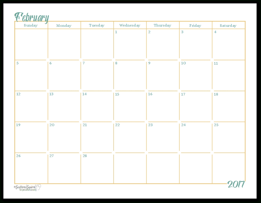 2017 Full-Size Monthly Calendar Printables Are Here!!!!!