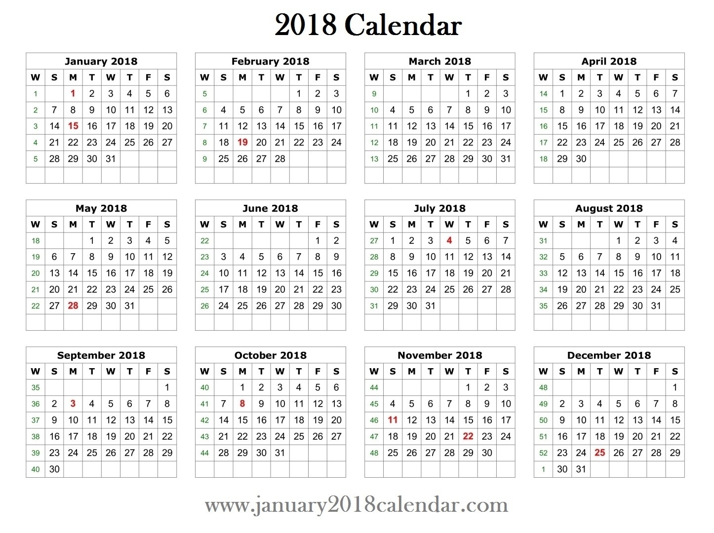 2018 Blank Printable Calendar At Small Calendar Template