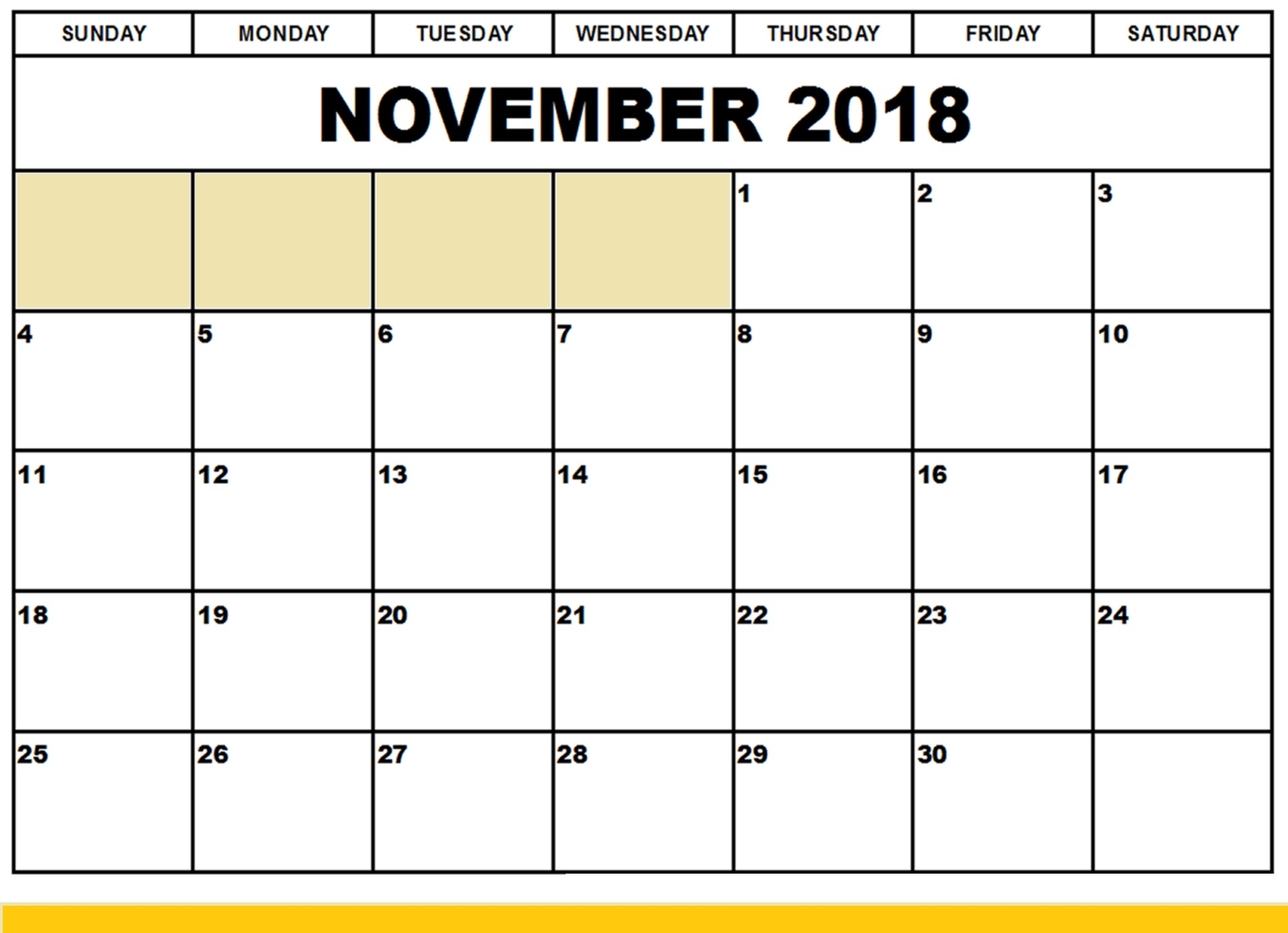 2018 November Calendar Printableweek And Dates