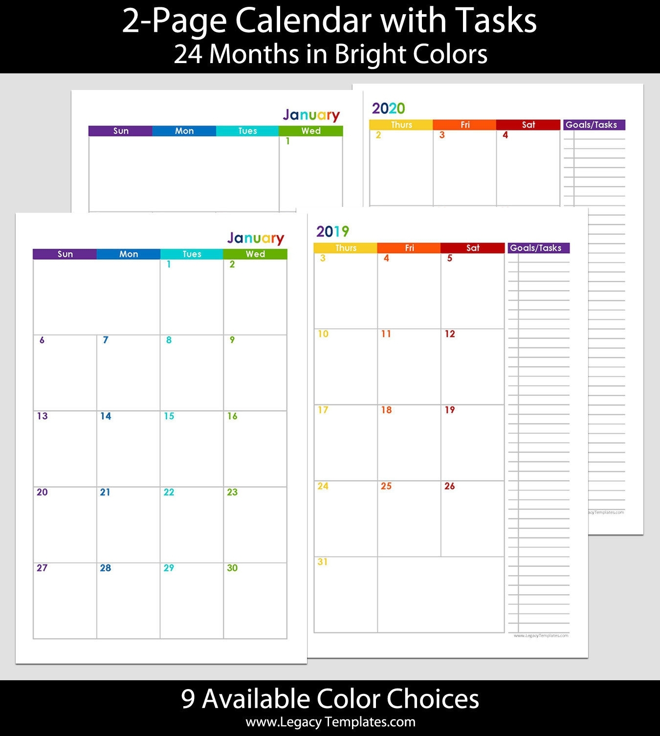 2019, 2020, 2019/2020 &amp; More 12 Or 24-Month 2-Page Calendar –  Jr/half-Letter Size 5 1/2″ X 8 1/2″