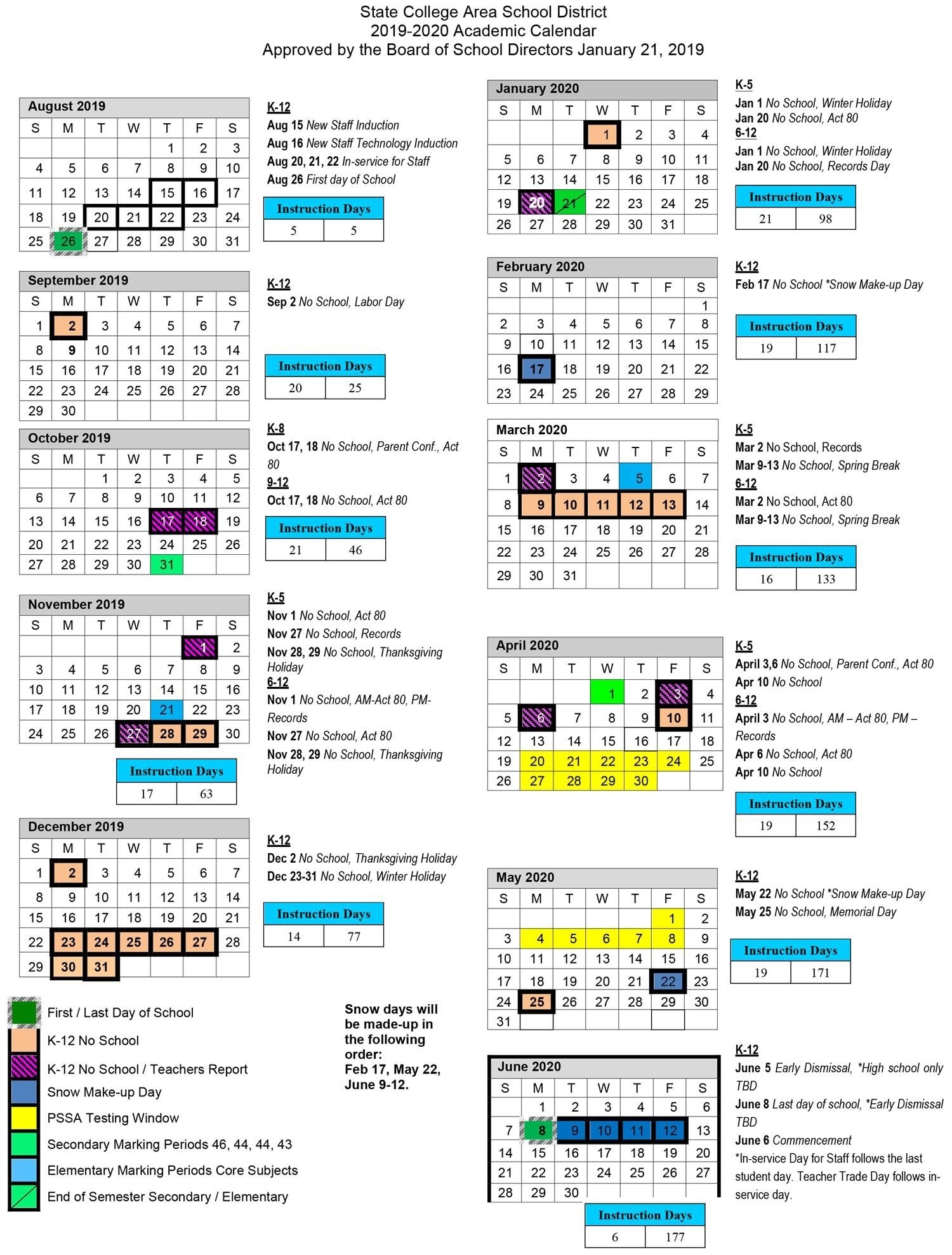 2019-2020 Academic Calendar