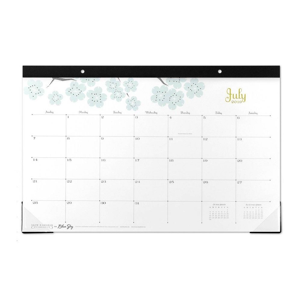 2019-2020 Academic Desk Calendar Mint Flowers -Snow &amp; Graham