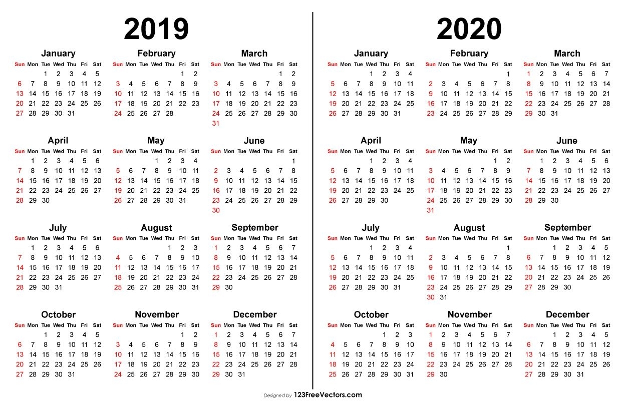 2019 2020 Calendar | Printable Calendar Template, Print