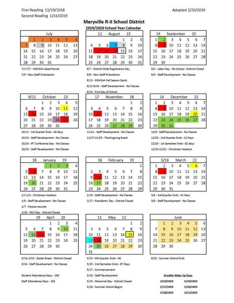 2019-2020 Calendar