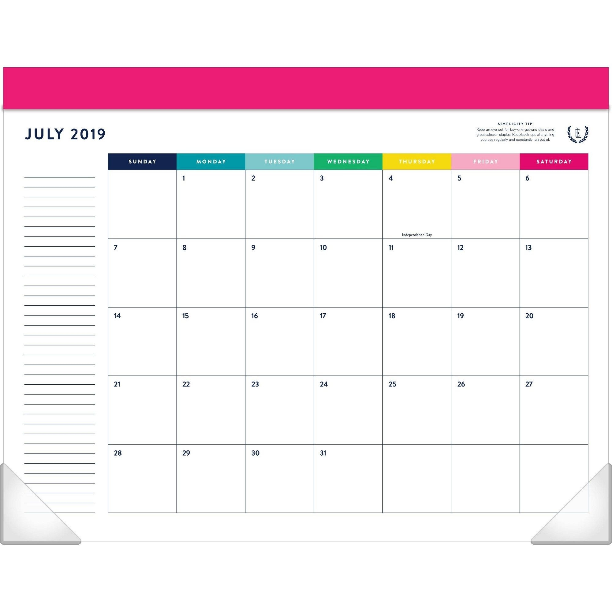 2019-2020 Happy Stripe Academic Desktop Calendar - Emily Ley