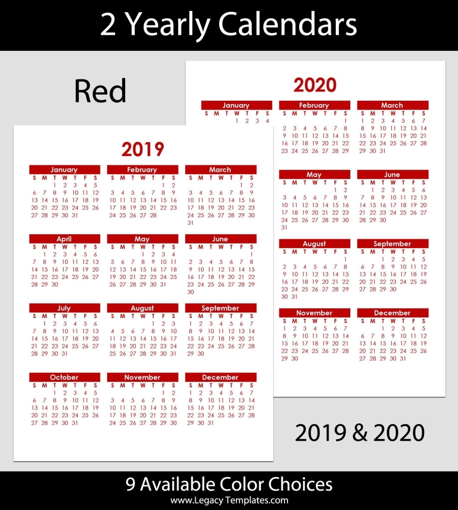 2019 &amp; 2020 Yearly Calendar – 8.5 X 11 | Legacy Templates