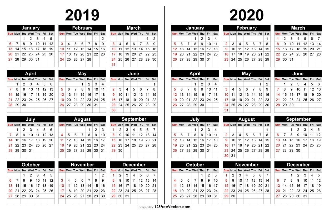 2019 And 2020 Calendar Printable | 2021 Calendar, Printable