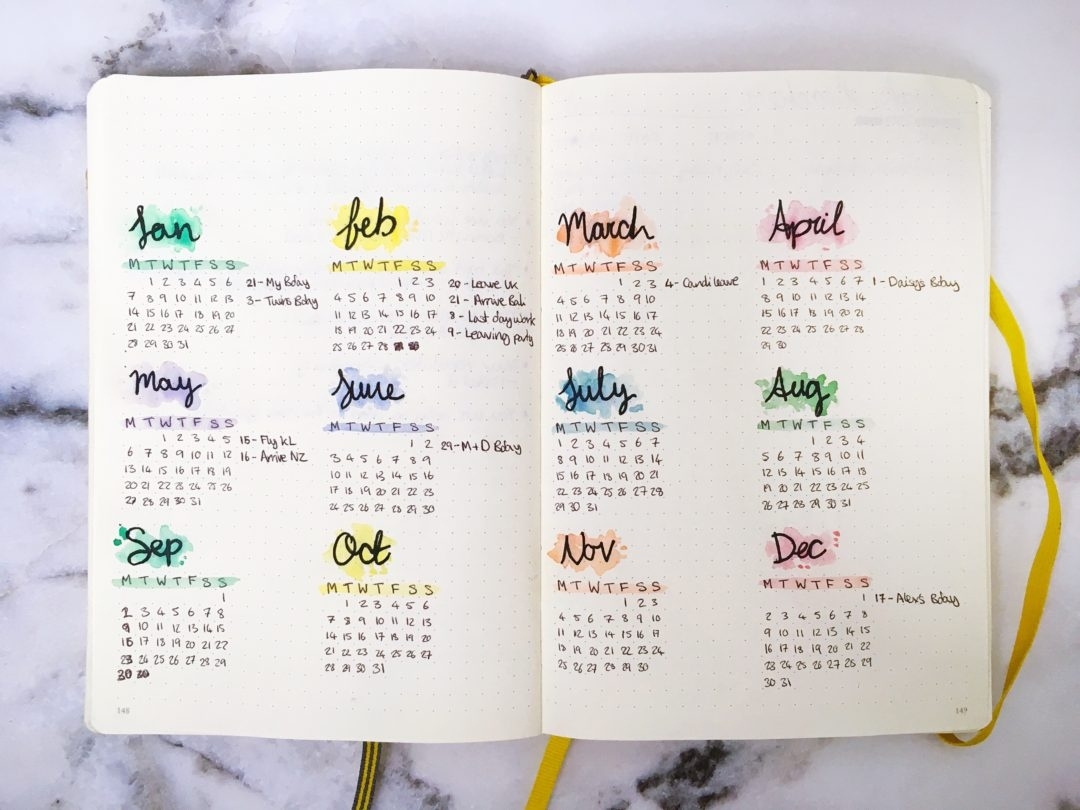 2019 Bullet Journal Set Up - Yellow Feather