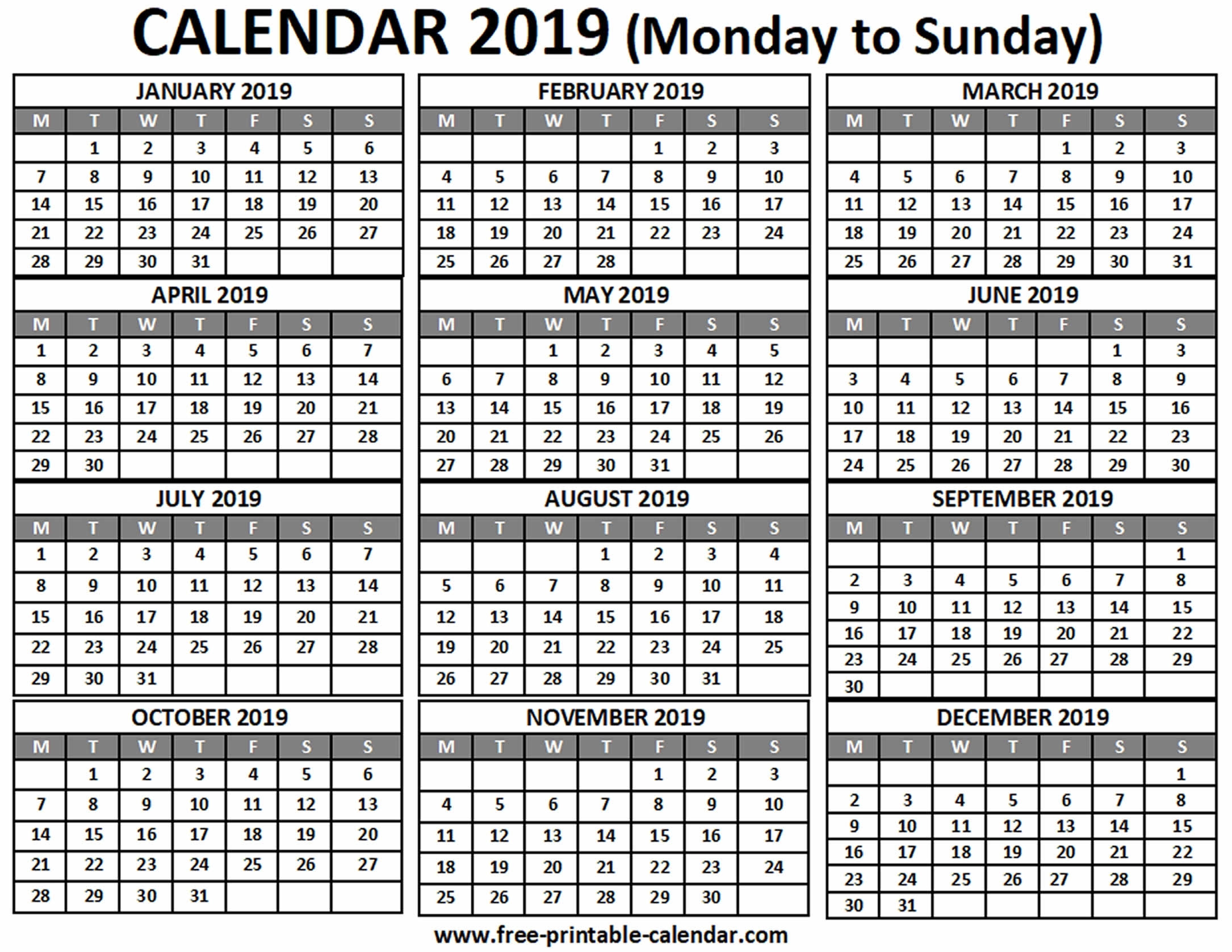 colorful-monday-sunday-2019-calendar-english-language-version