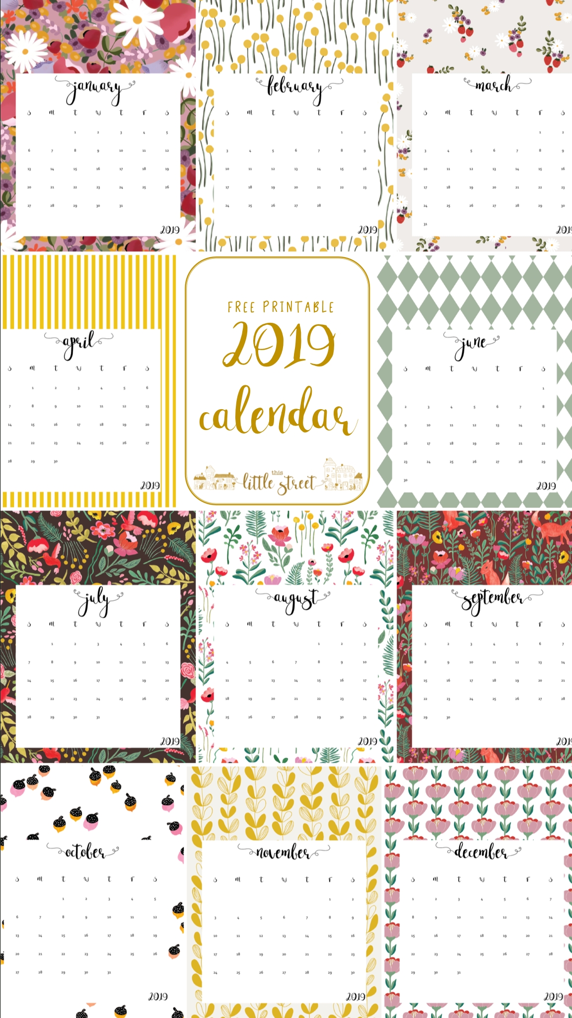 2019 Calendar - Free Printable! | This Little Street : This