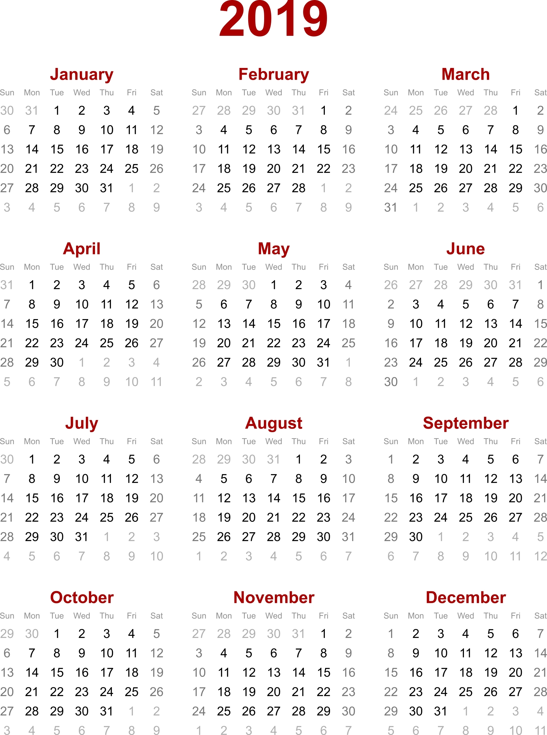 2019 Calendar Hong Kong – Calendar Printable Week