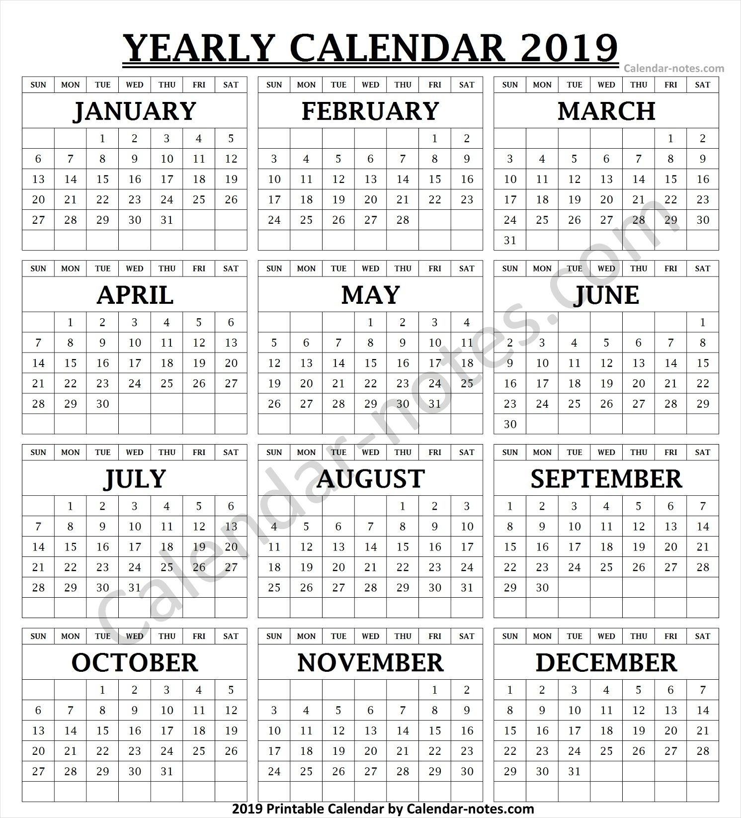 2019 Calendar Vertical List | 2019 Calendar, Calendar