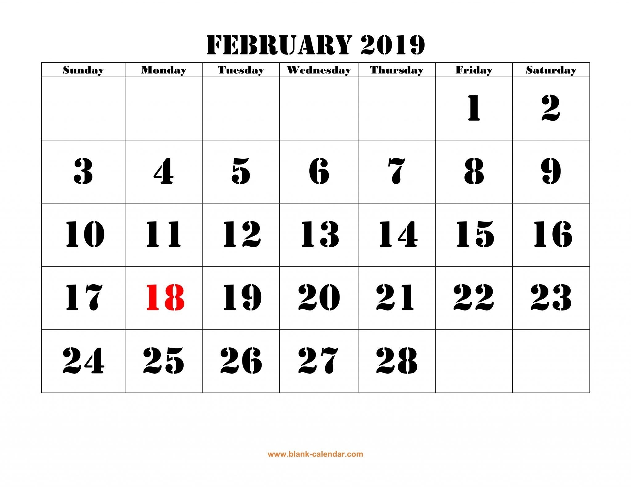 2019 February Calendar Printableweek And Dates | Monthly