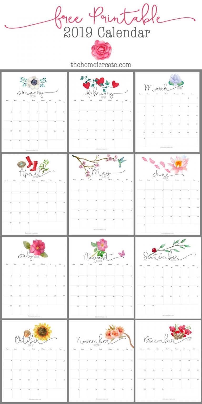 2019 Free Printable Calendar | House | Free Printable