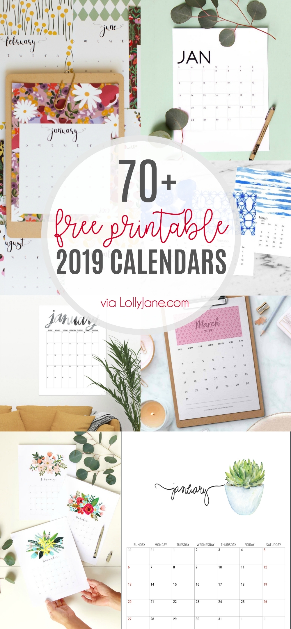 2019 Free Printable Calendars - Lolly Jane