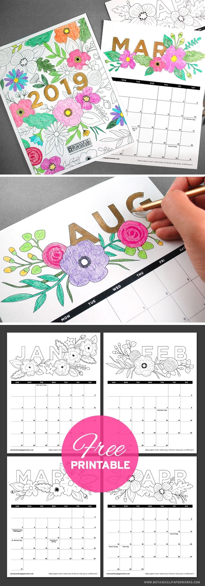 2019 Free Printable Calendars - Lolly Jane