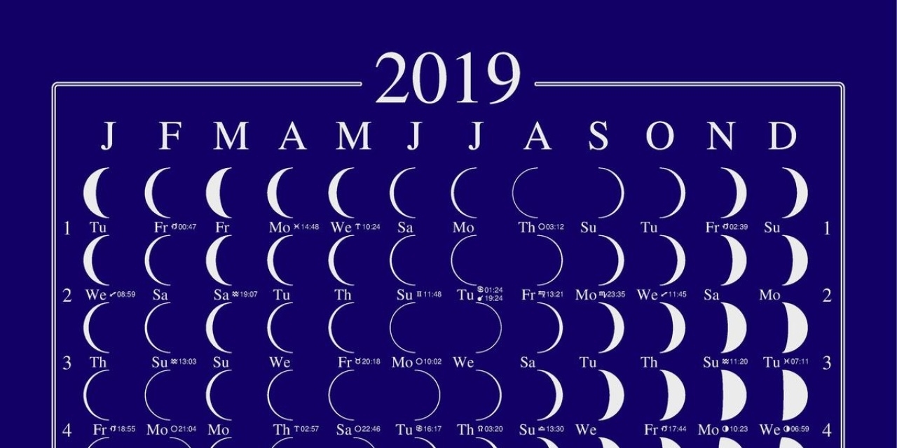 2019 Lunar Calendar Moon Calendar Llun Calendar Moonphase