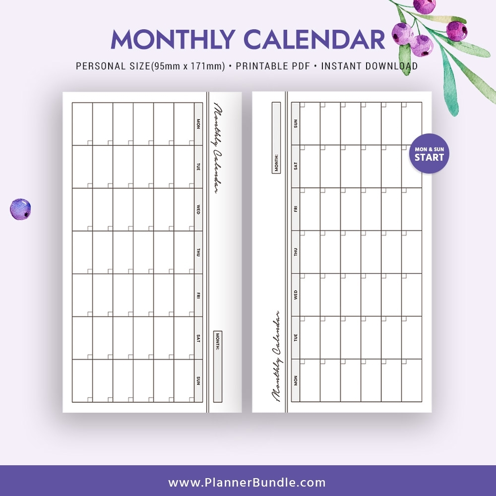 2019 Monthly Calendar, Printable Personal Size Inserts, 2019 Planner,  Filofax Personal, Instant Download, Planner Pages, Planner Design, Best  Planner