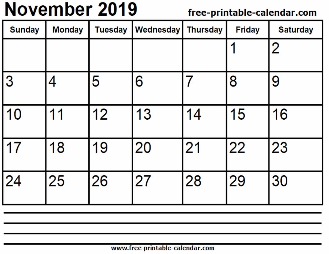 2019 November Calendar Printable - Free-Printable-Calendar