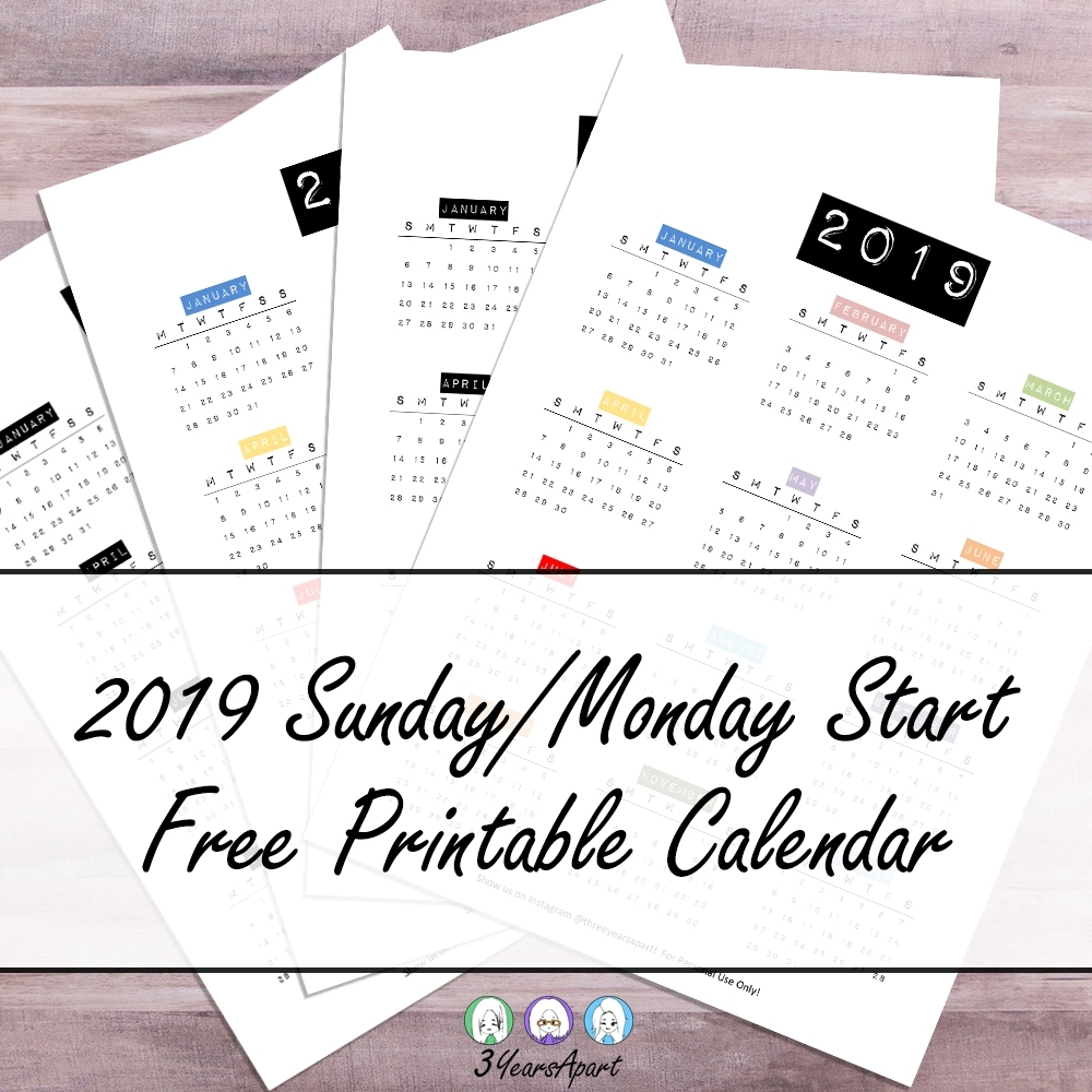 2019 Yearly Calendar Free Printable | Bullet Journal And