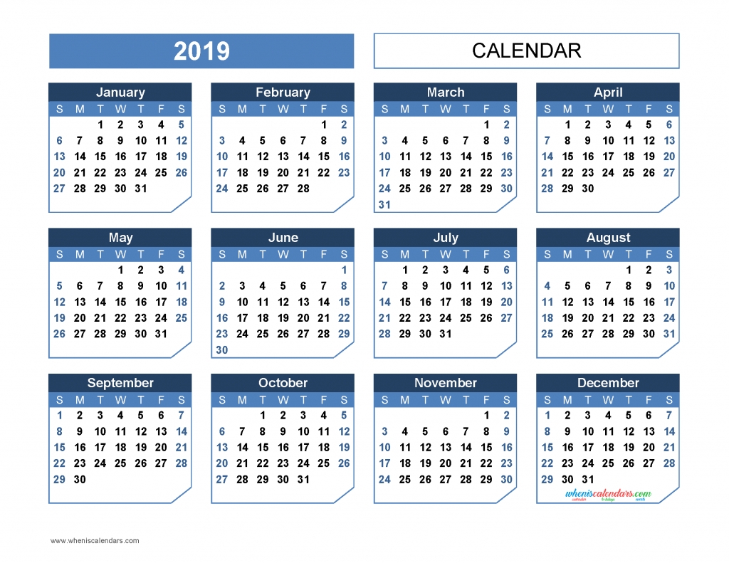 2019 Yearly Calendar Printable Template [Office Style, Us