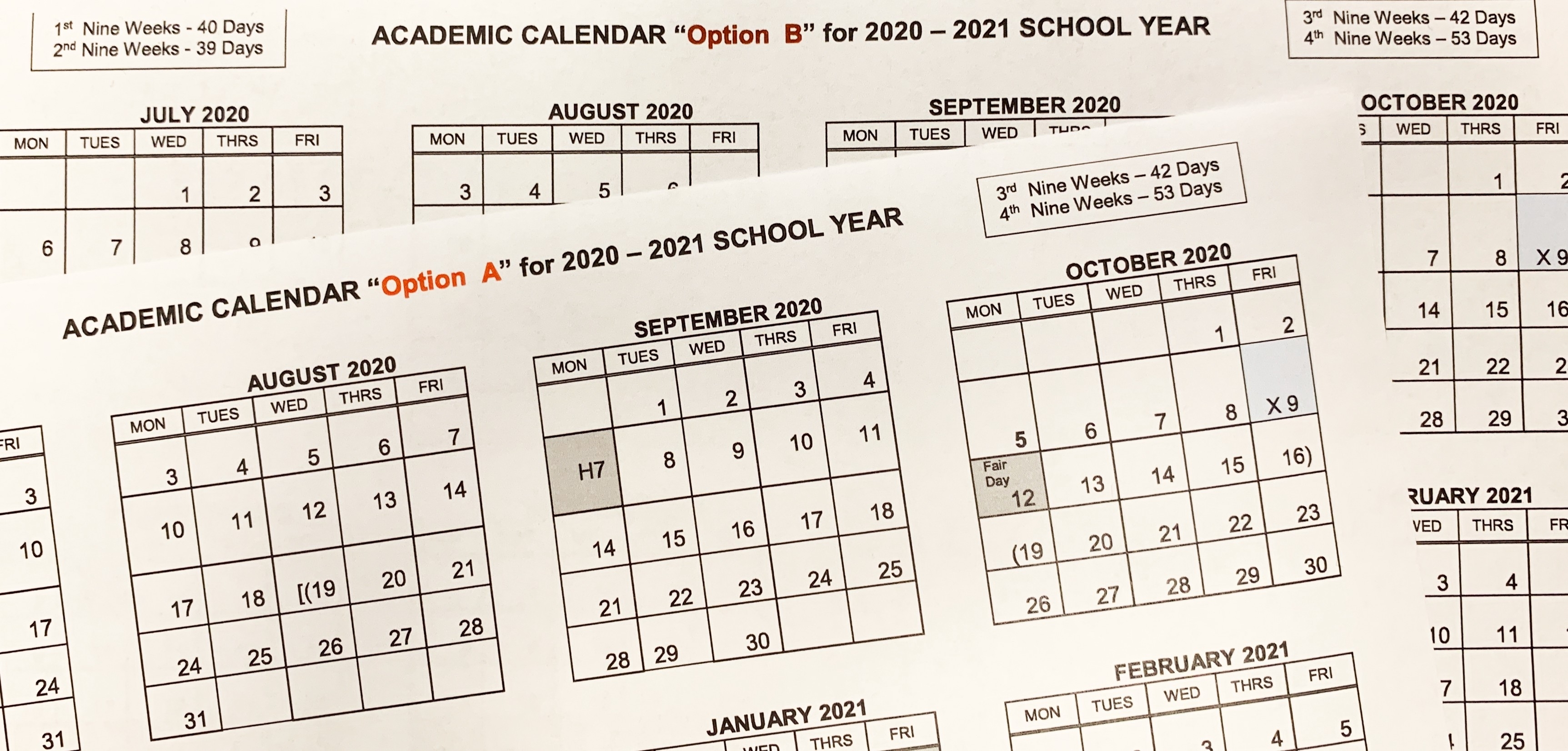 2020–2021 Student Academic Calendar Options - Richardson Isd