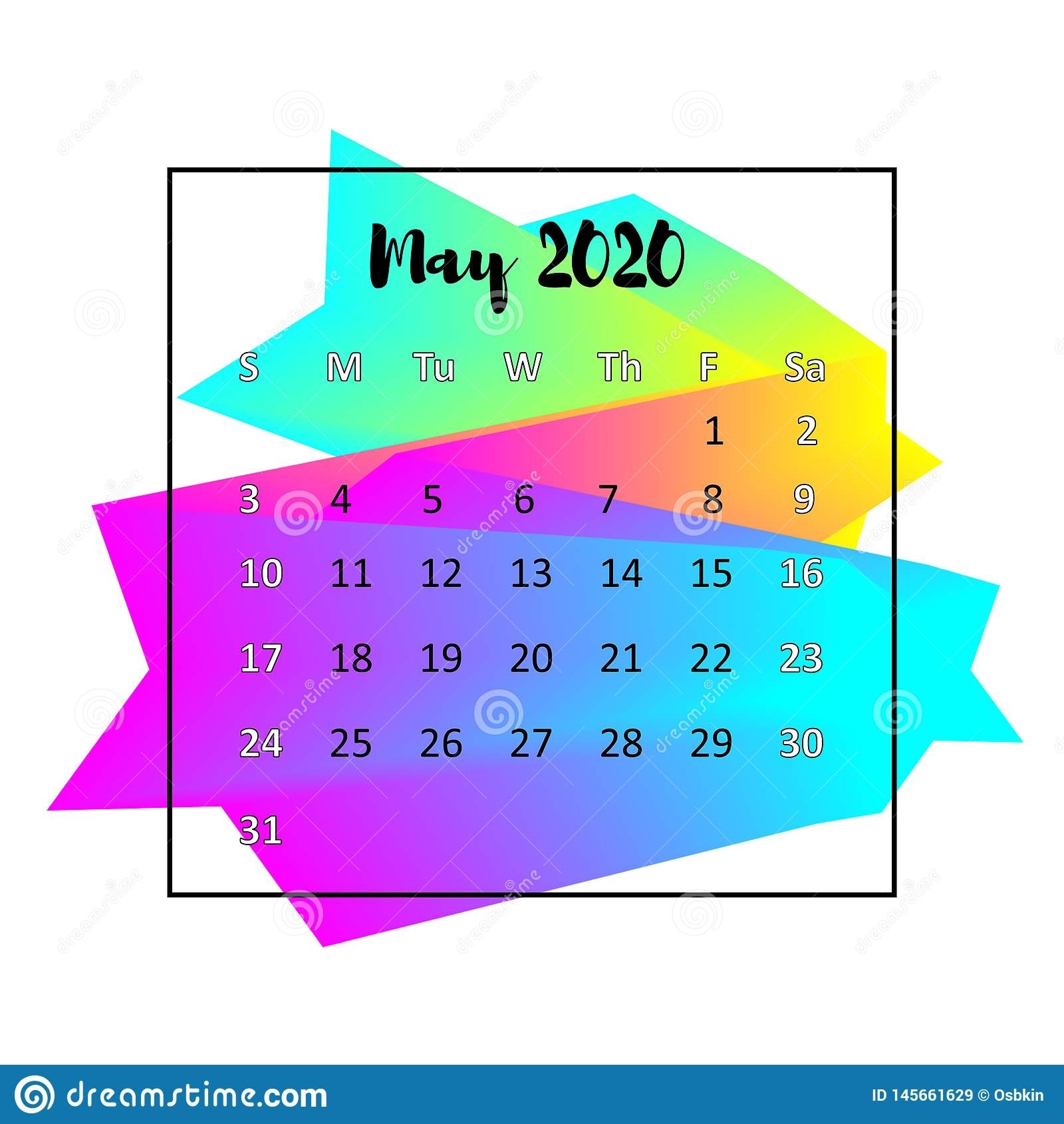 2020 Calendar Design Abstract Concept. May 2020. Stock