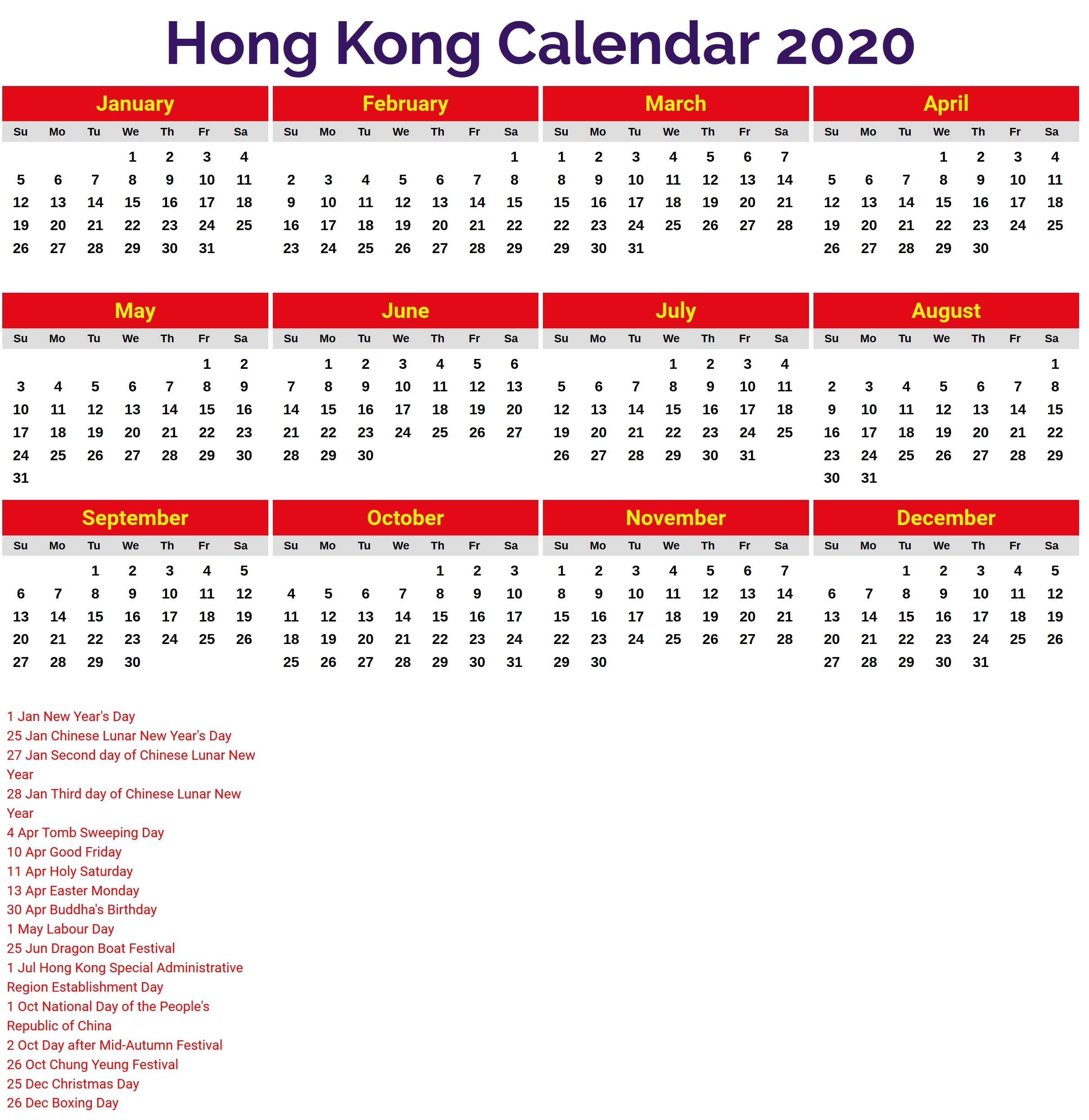 Print Calendar 2020 Hong Kong Calendar Printables Free Templates Riset