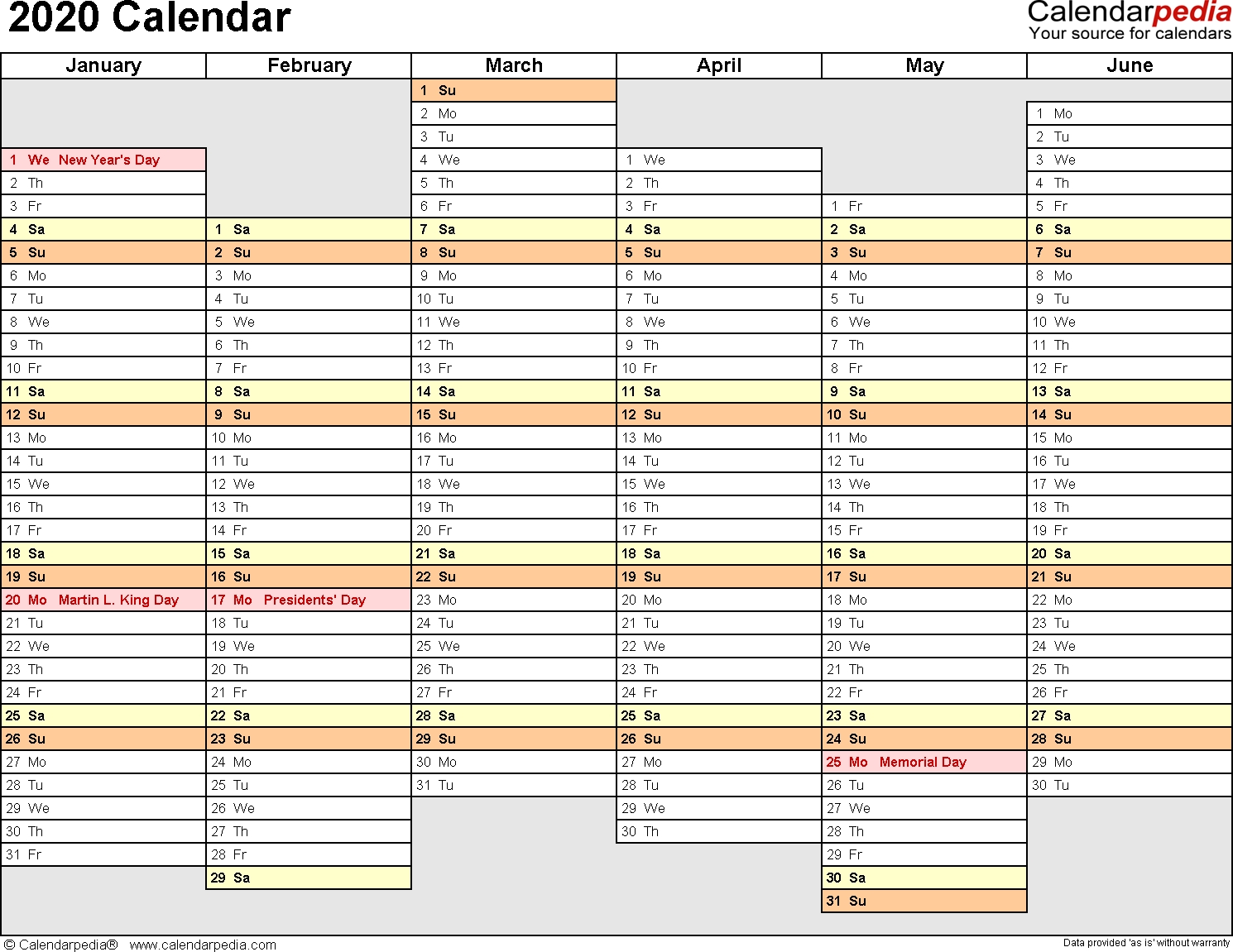 2020 Calendar Pdf - 18 Free Printable Calendar Templates