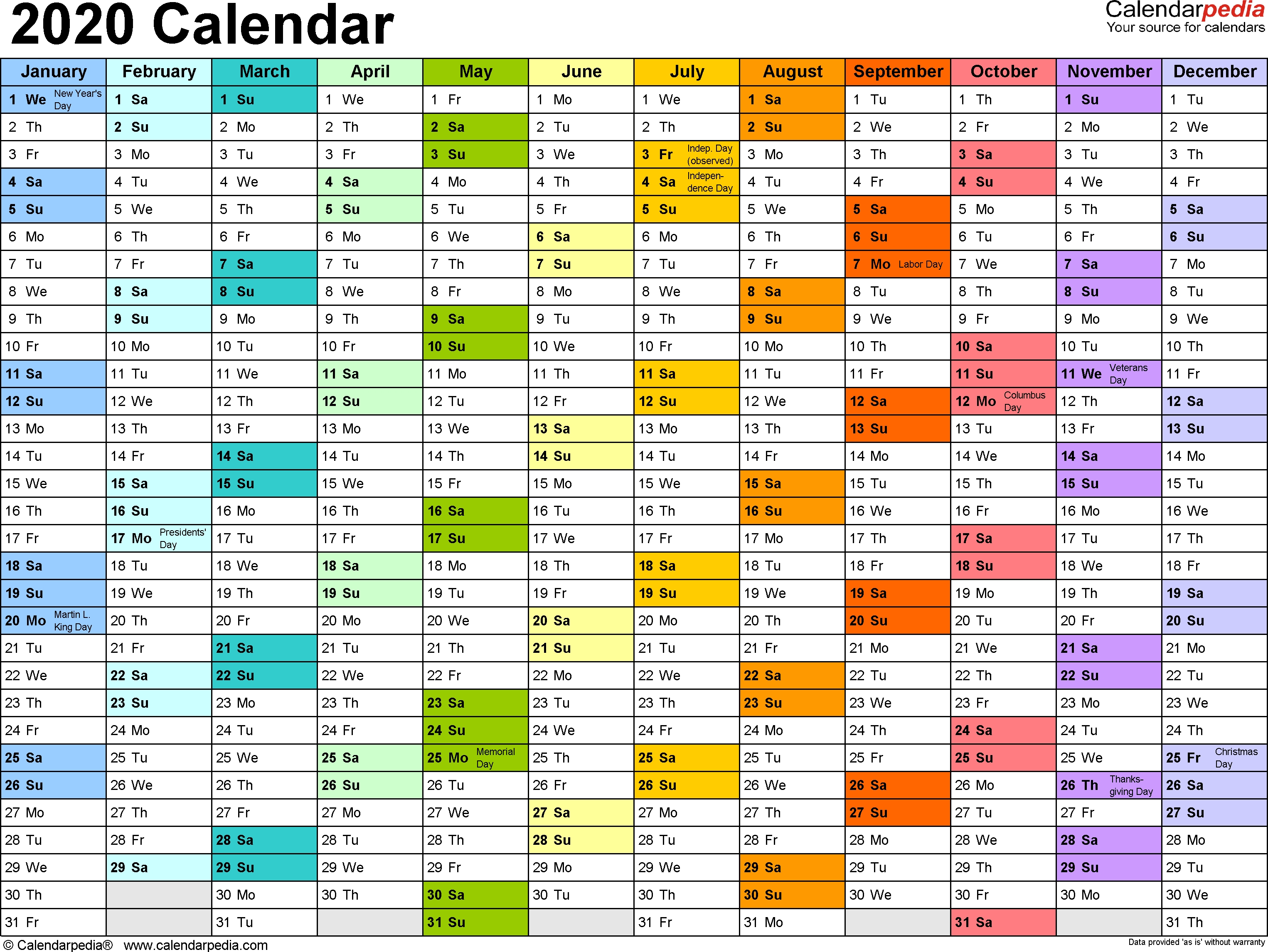 2020 Calendar Pdf - 18 Free Printable Calendar Templates