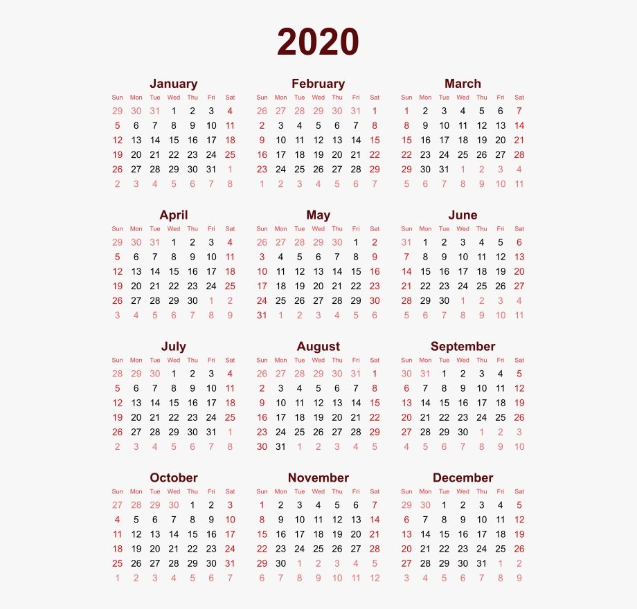 2020 Calendar Png High Quality Image - 2018 Calendar