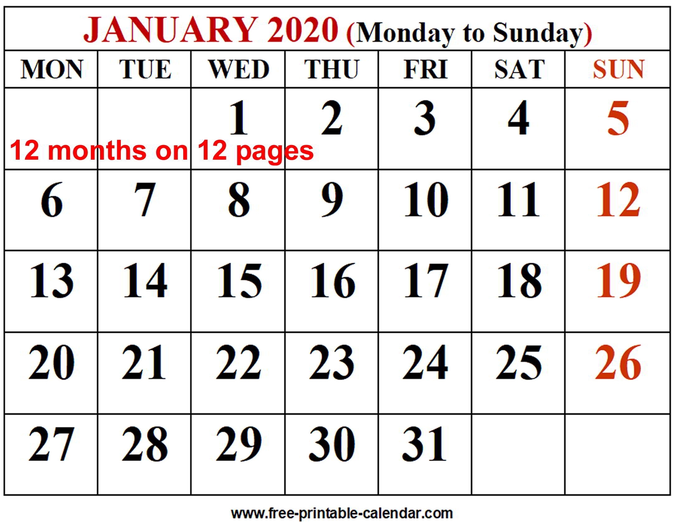 Free Printable Calendar Landscape 2020 Month Calendar Printable