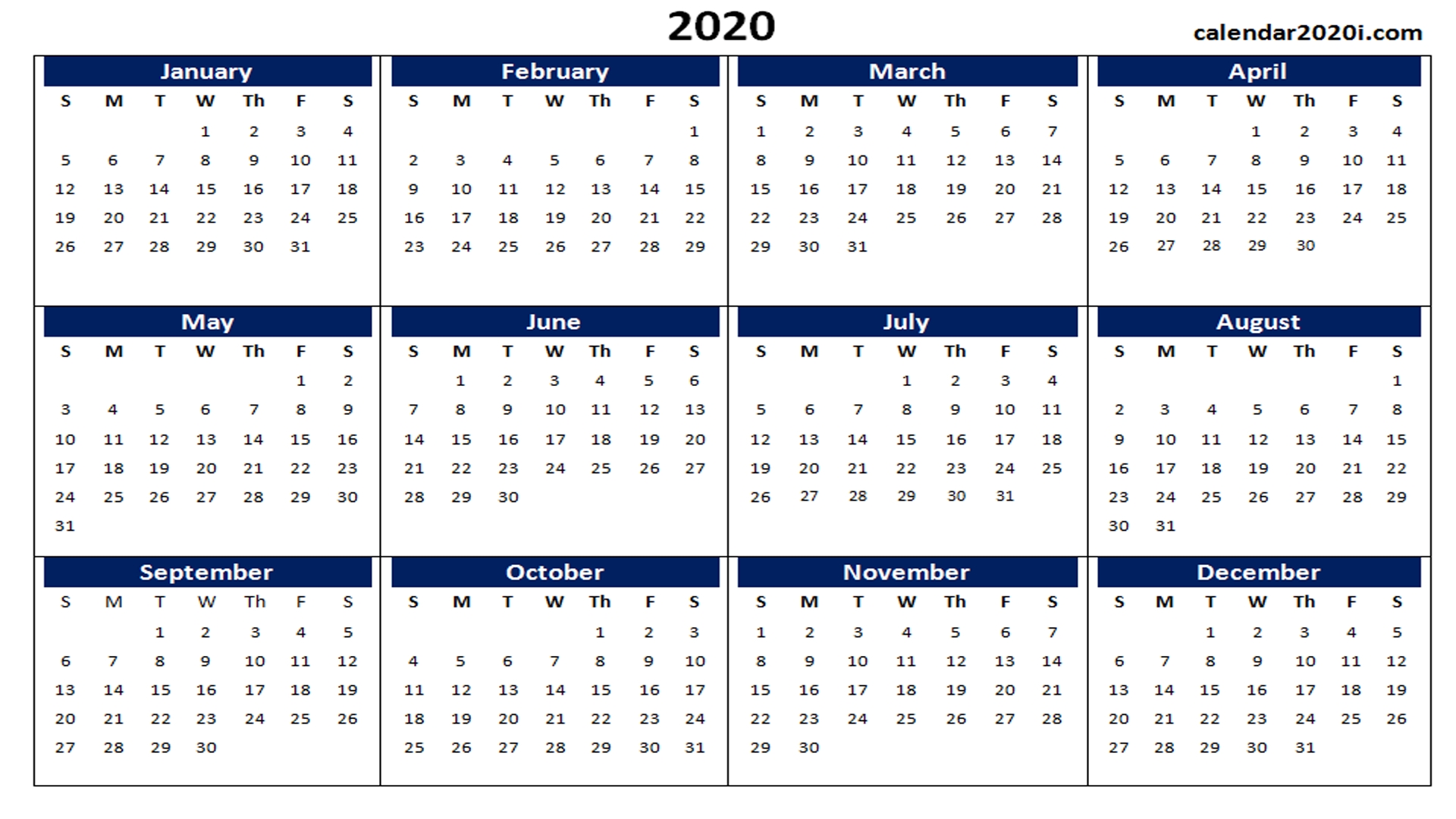 2020 Calendar Wallpapers - Wallpaper Cave
