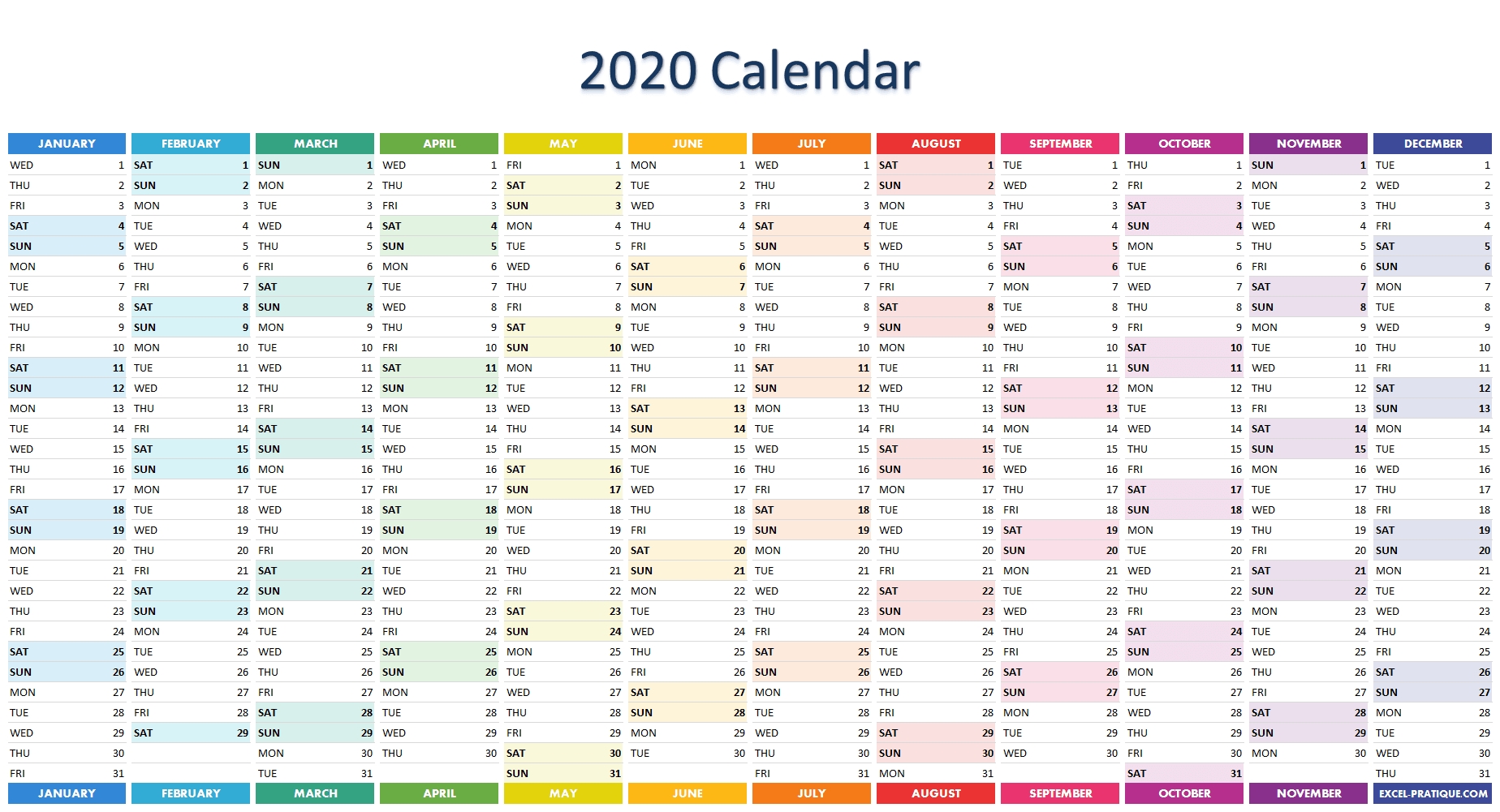 2020 Calendar