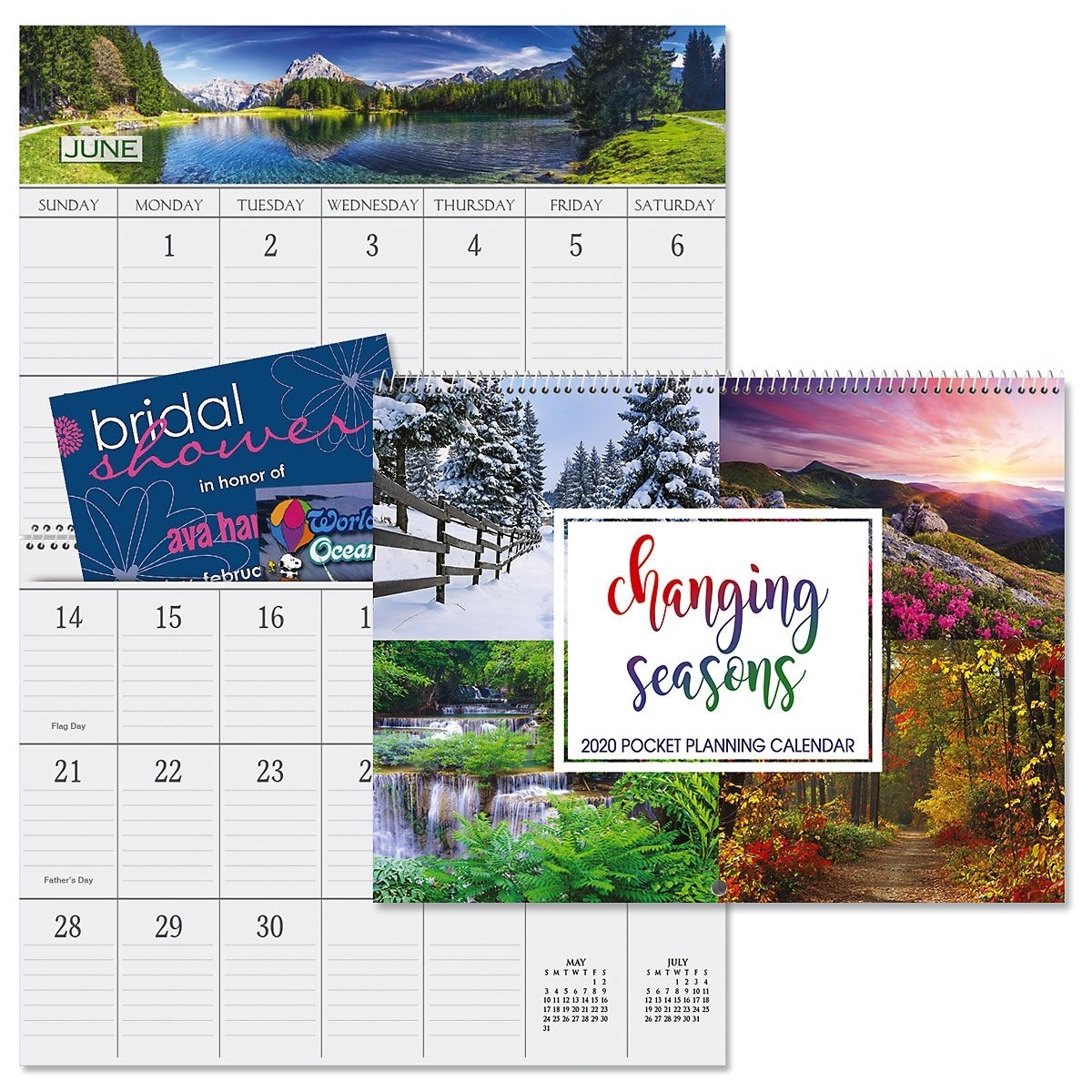 2020 Changing Seasons Big Grid Calendar With Pockets