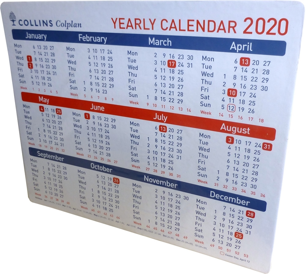 2020 Collins Colplan A4 Yearly Calendar