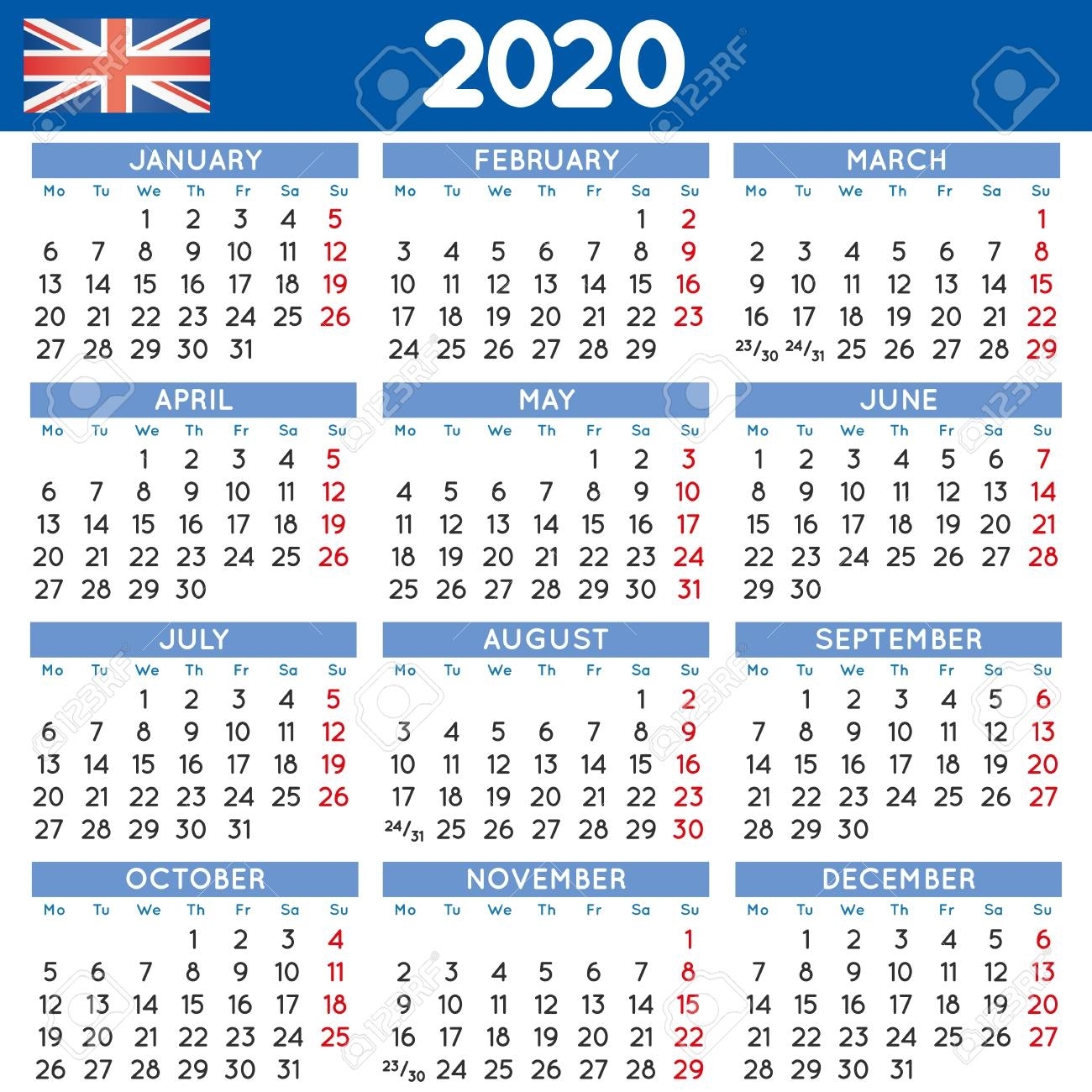 2020 Yearly Calendar With Uk Holidays Free Printable - vrogue.co