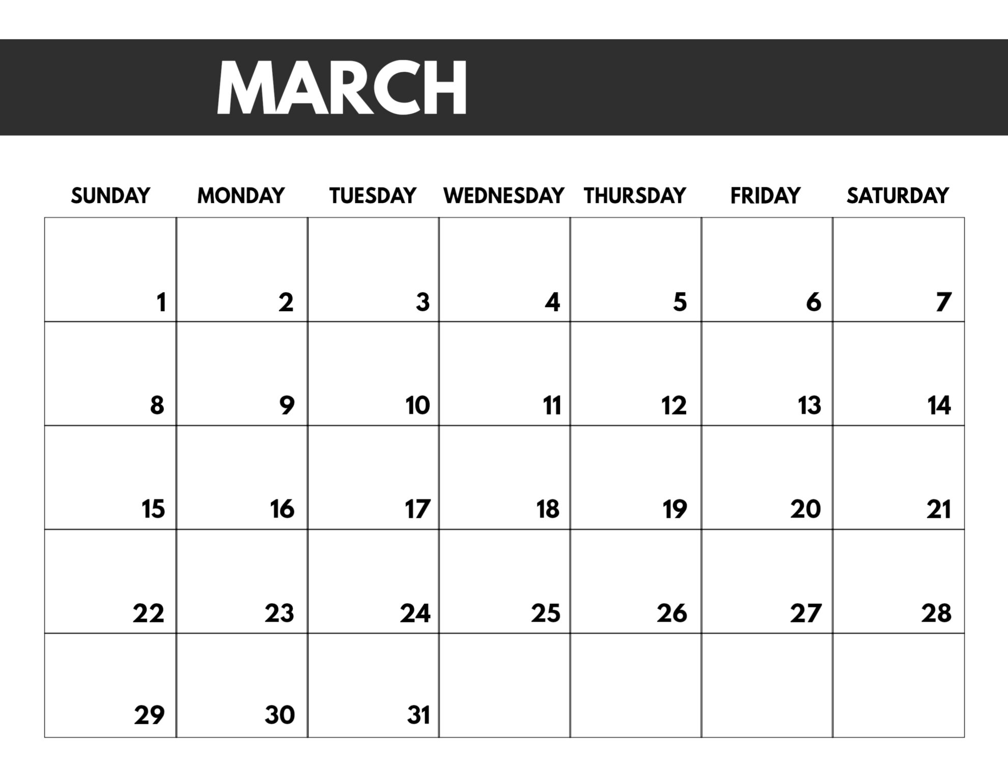 2020 Free Monthly Calendar Template - Paper Trail Design