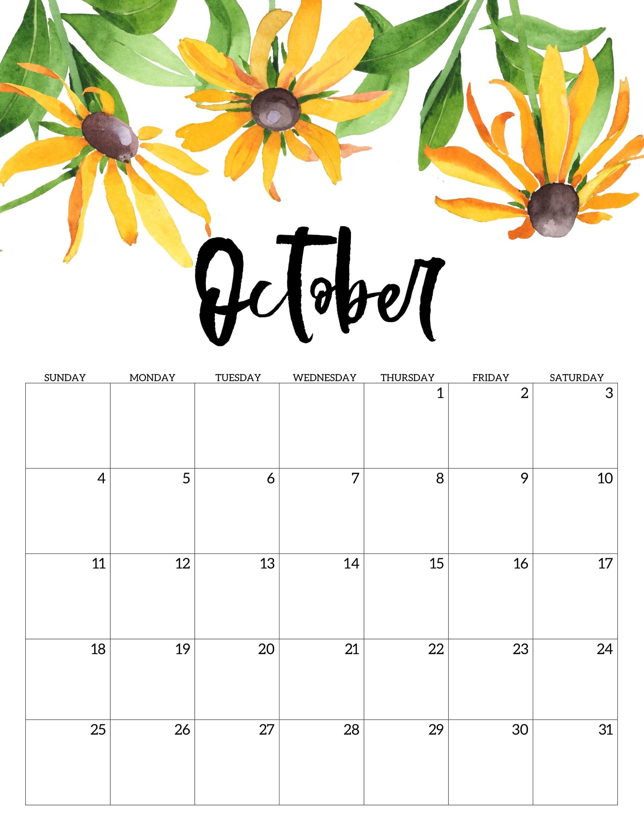 2020 Free Printable Calendar - Floral - Paper Trail Design