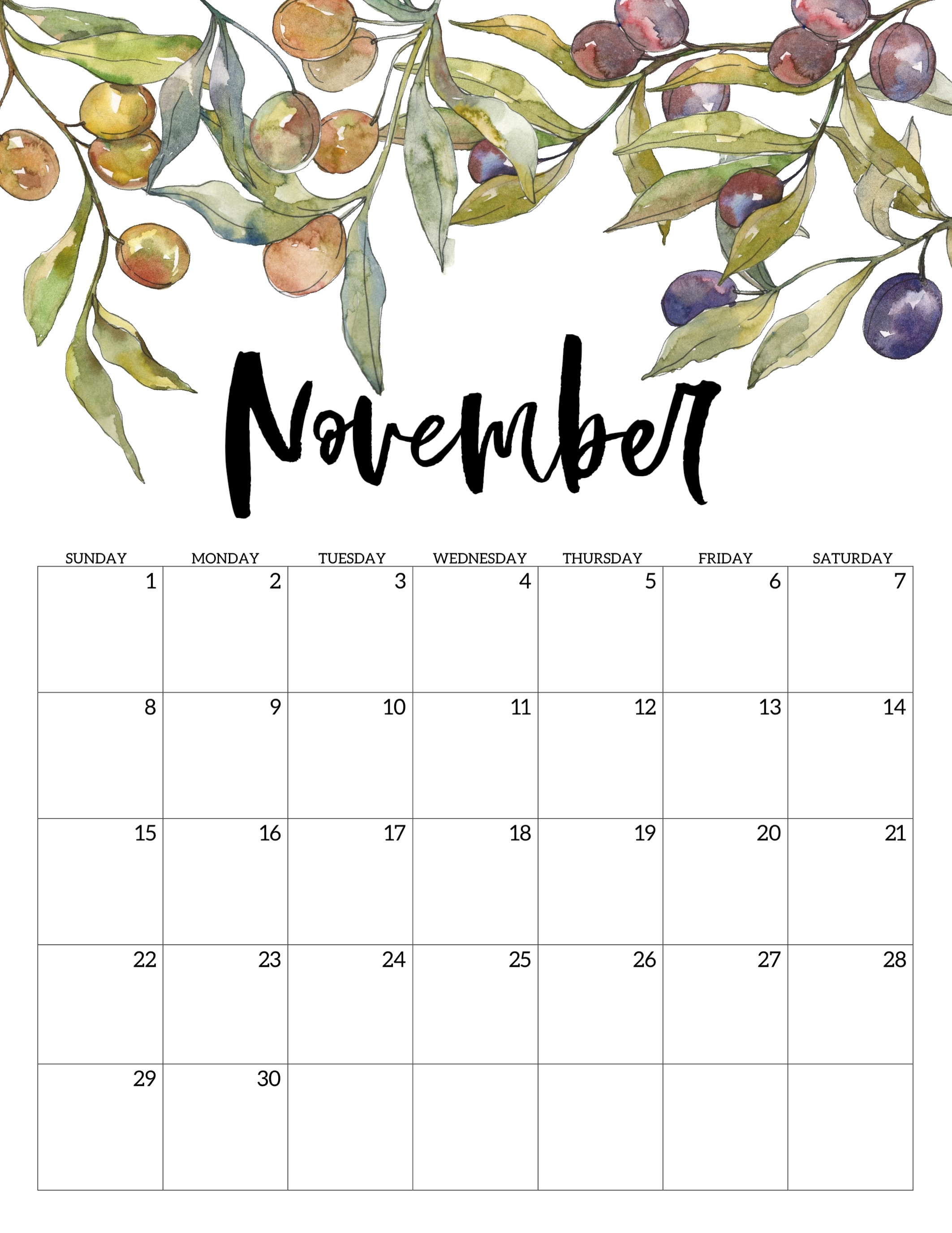 2020 Free Printable Calendar - Floral - Paper Trail Design