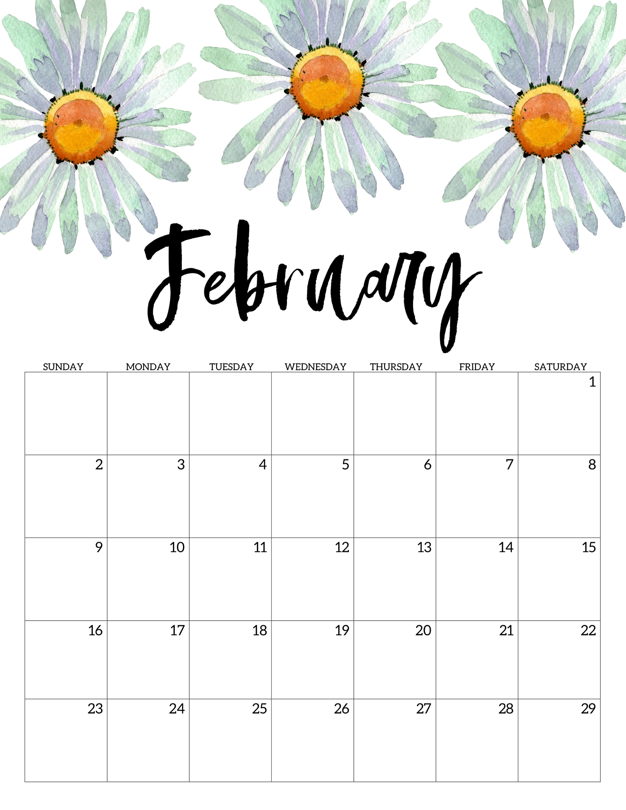 2020 Free Printable Calendar - Floral - Paper Trail Design