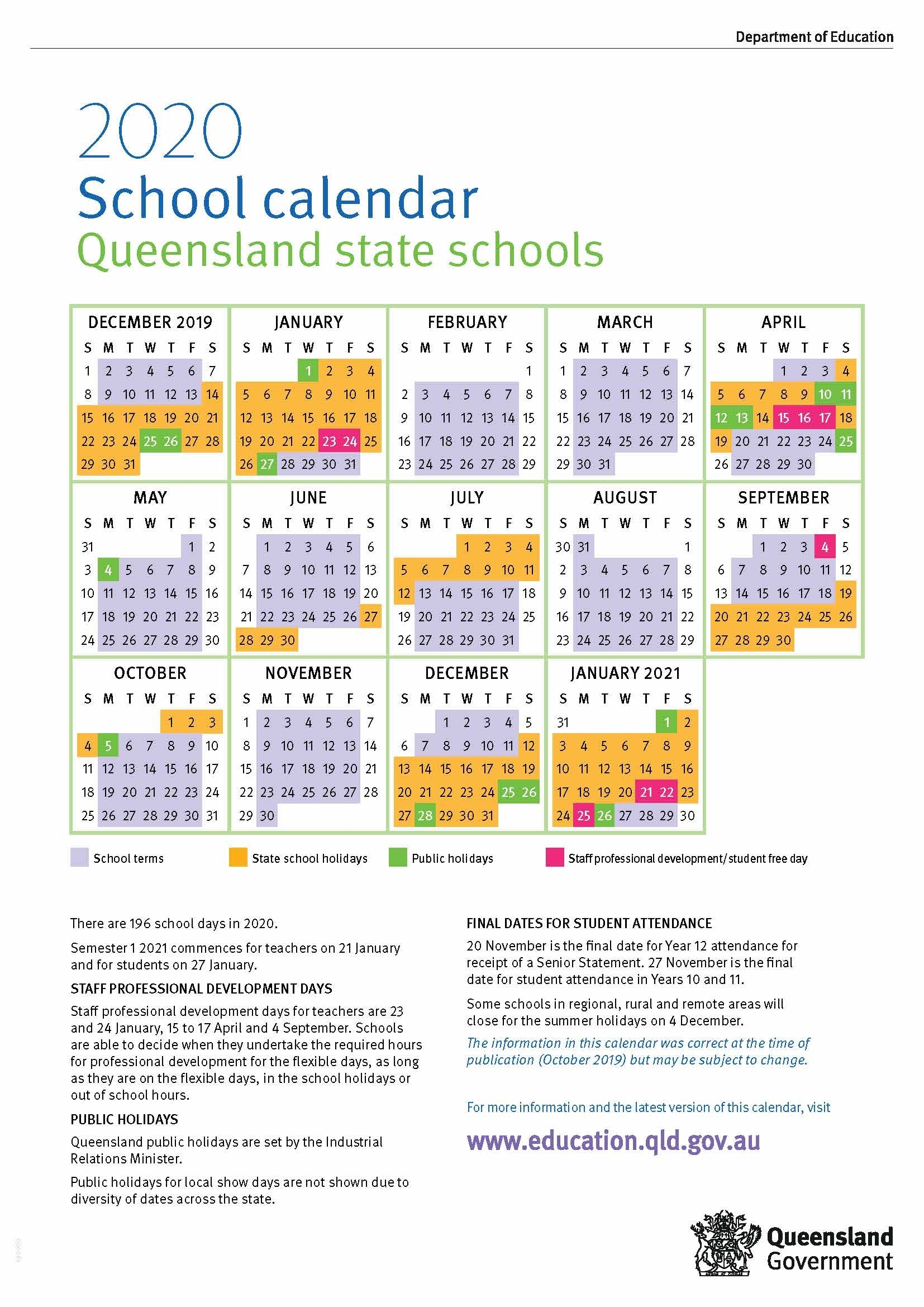 2020 Year Calendar Qld Month Calendar Printable